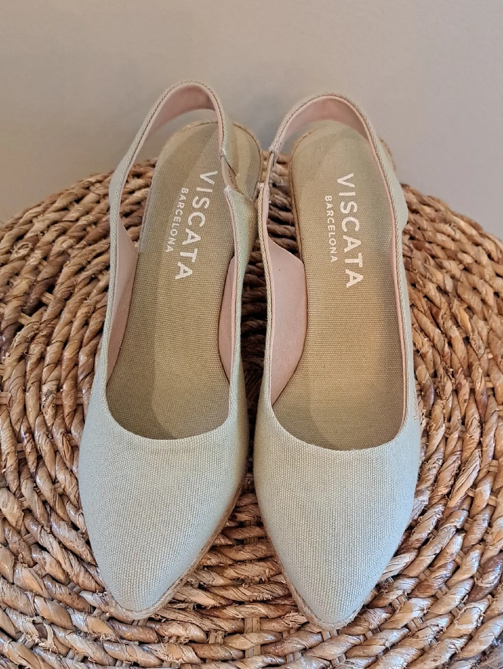 NWOT VISCATA Barcelona Womens Palomera Khaki Beige Canvas Espadrille‎ Sandals 41